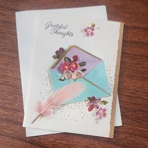 Vintage Floral Greeting Card with Envelope